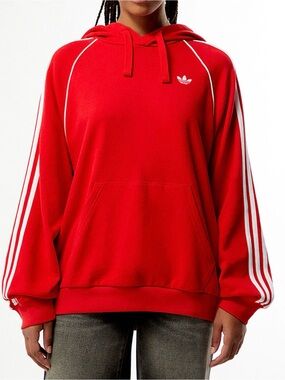 adidas Red SST 3 Stripes Hoodie